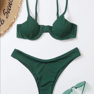 NEW Ribber Underwire Shein Bikini in Green
